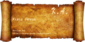 Kunz Anna névjegykártya
